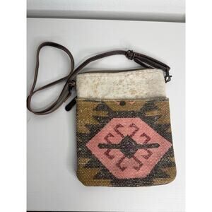 Myra Bag Womens Upcycled Purse Cowhide Crossboy